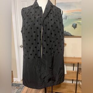 Sun Kim by Comfy USA Black Polka Dot Nylon Vest Sz S Layered Lagenlook Pockets